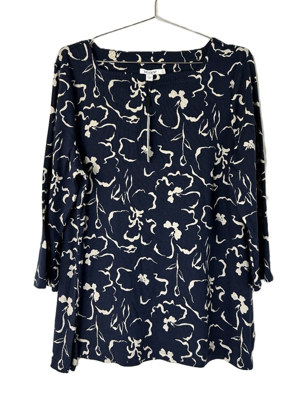 Chico's Flora Bliss Square Neck Tunic Blue NWT 3 XL